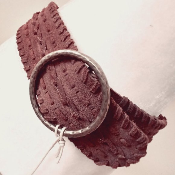 Lucky Brand Accessories - NWT Lucky Brand Belt Womens Medium Plum Suede Leather Boho Extra Wide $69.50